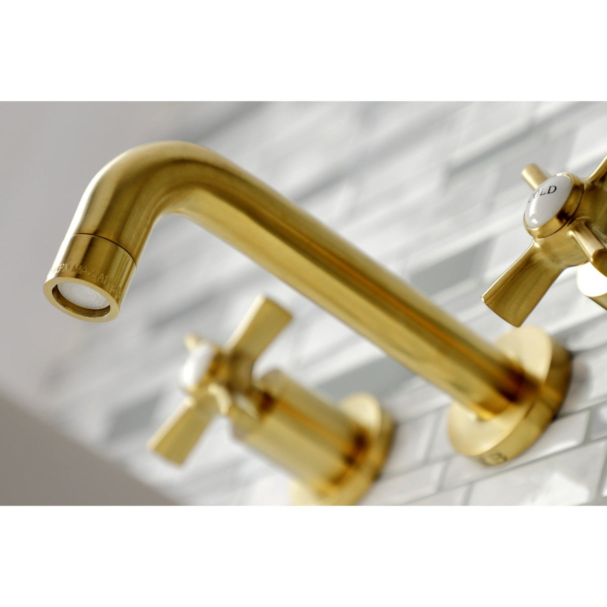 Millennium KS8127ZX Two-Handle 3-Hole Wall Mount Bathroom Faucet, Brushed Brass