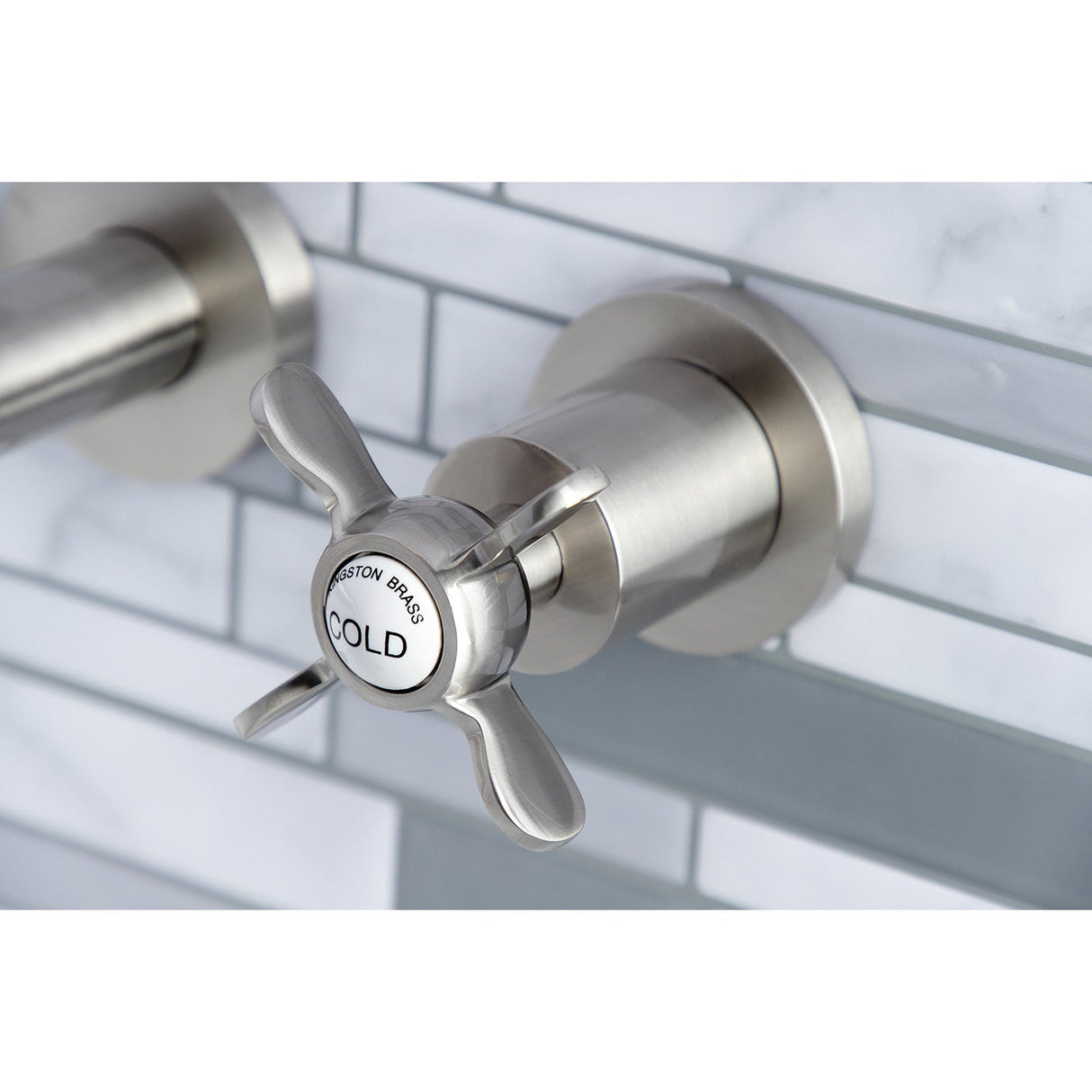 Essex KS8128BEX Two-Handle 3-Hole Wall Mount Bathroom Faucet, Brushed Nickel