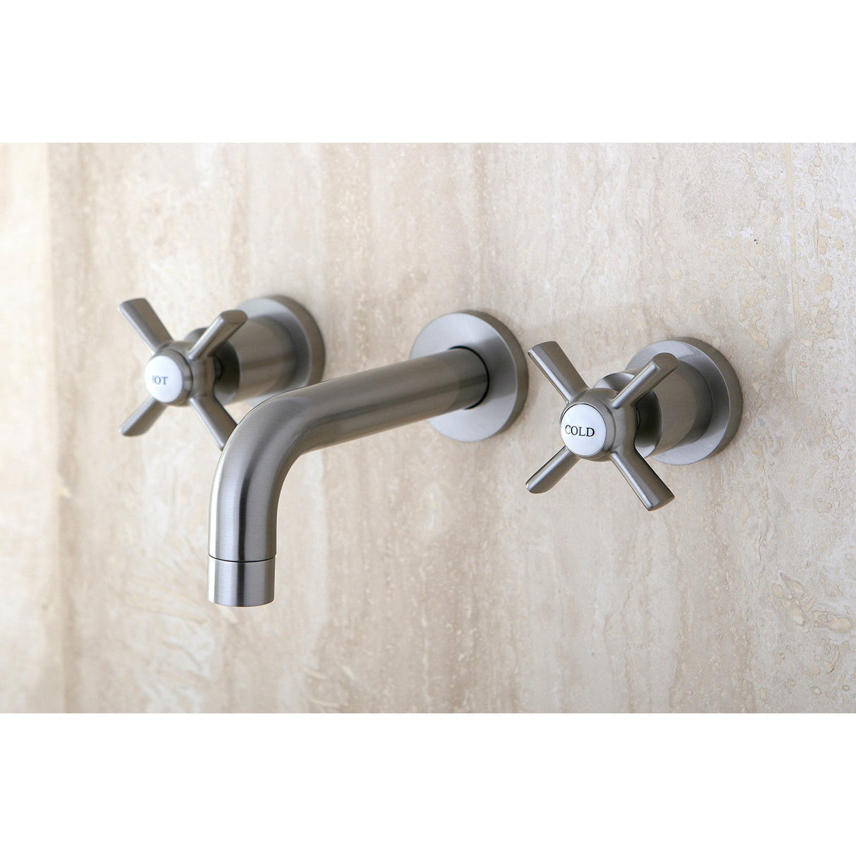 Millennium KS8128ZX Two-Handle 3-Hole Wall Mount Bathroom Faucet, Brushed Nickel