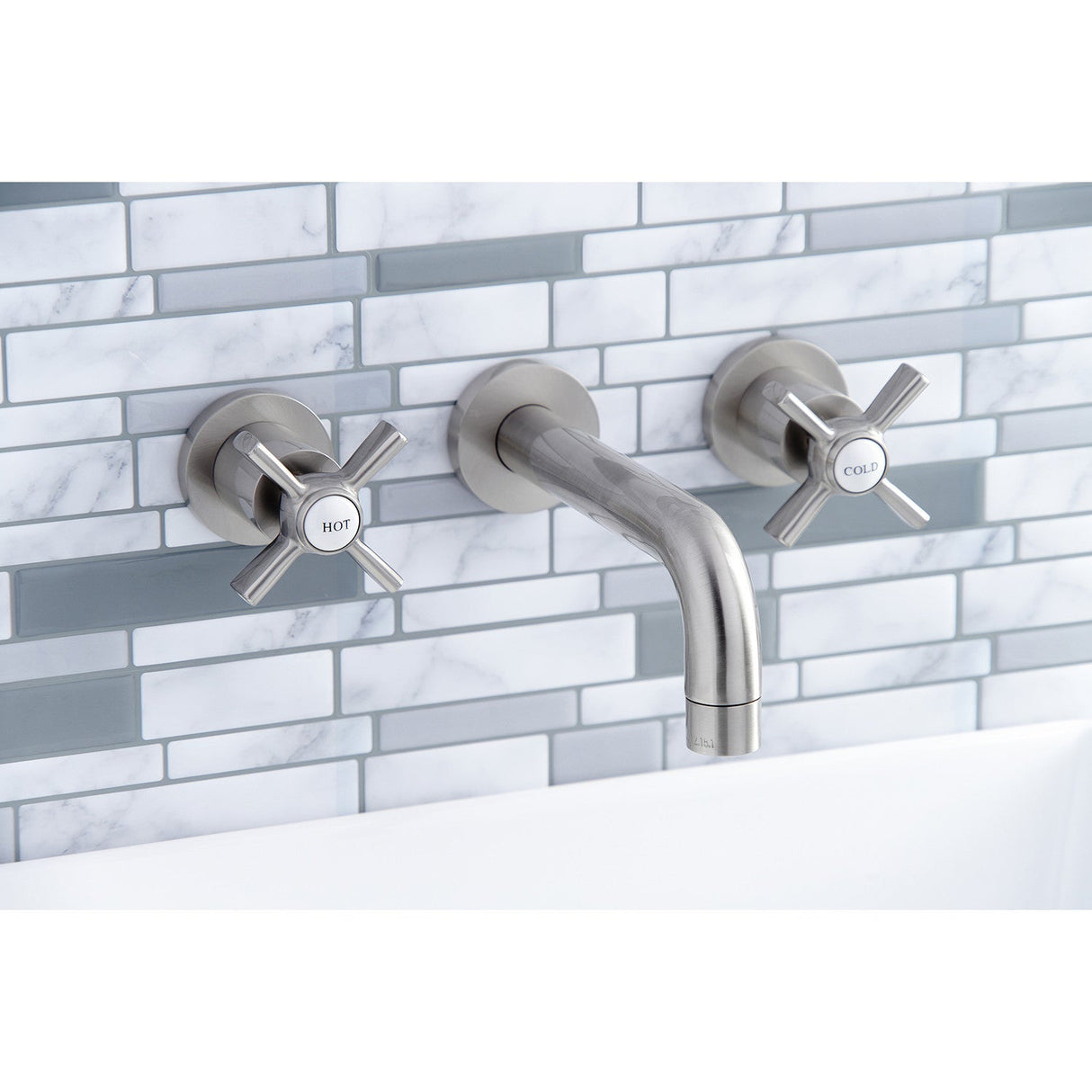 Millennium KS8128ZX Two-Handle 3-Hole Wall Mount Bathroom Faucet, Brushed Nickel