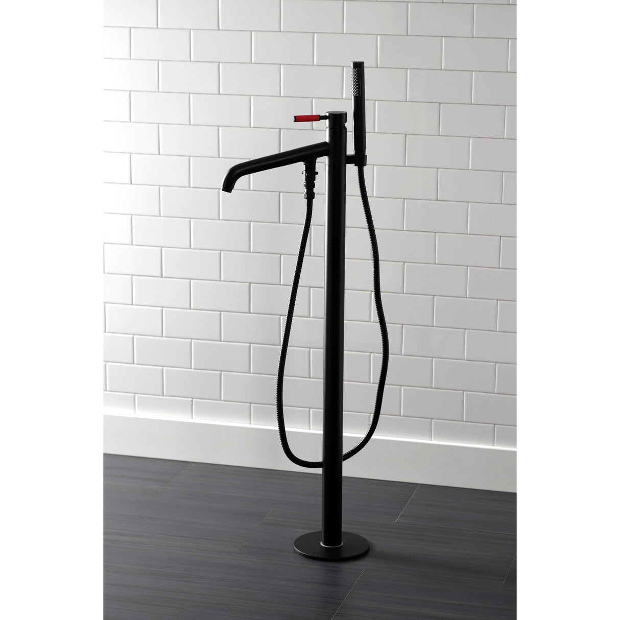 Kaiser KS8130DKL Single-Handle 1-Hole Freestanding Tub Faucet with Hand Shower, Matte Black