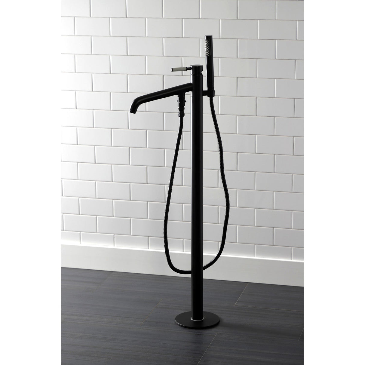 Kaiser KS8130DKL Single-Handle 1-Hole Freestanding Tub Faucet with Hand Shower, Matte Black