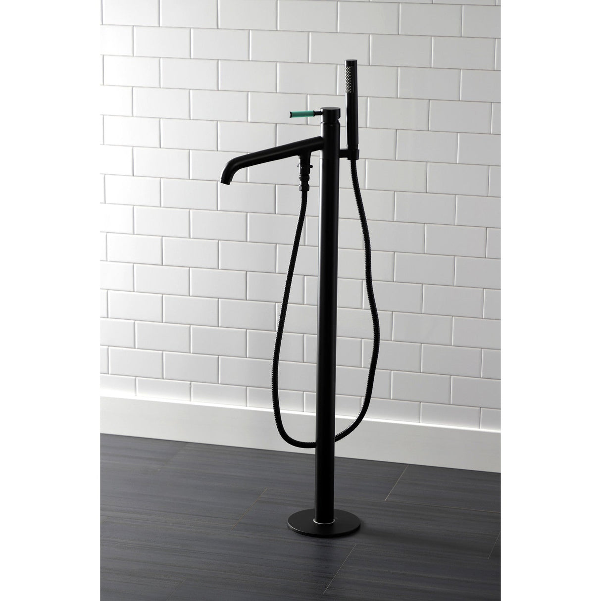 Kaiser KS8130DKL Single-Handle 1-Hole Freestanding Tub Faucet with Hand Shower, Matte Black