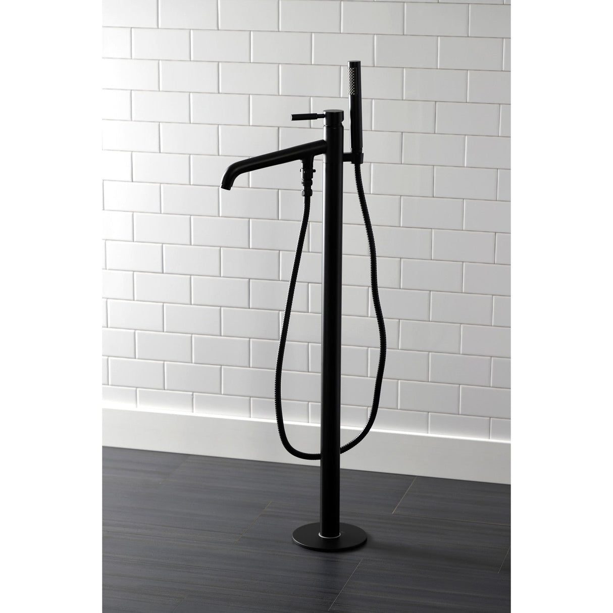 Kaiser KS8130DKL Single-Handle 1-Hole Freestanding Tub Faucet with Hand Shower, Matte Black