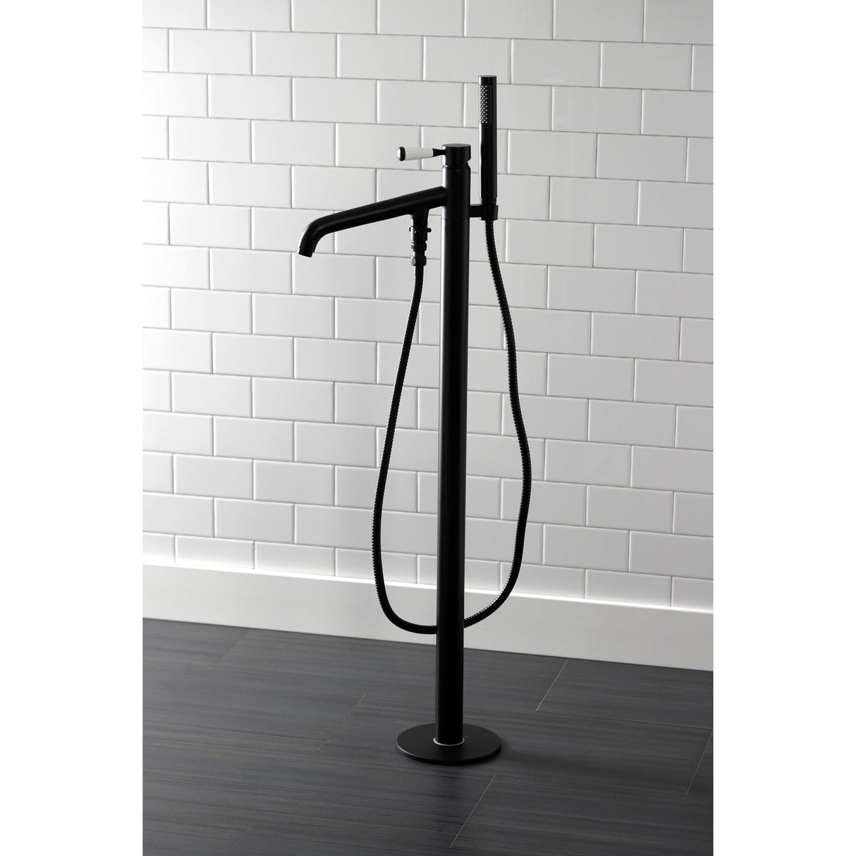 Paris KS8130DPL Single-Handle 1-Hole Freestanding Tub Faucet, Matte Black