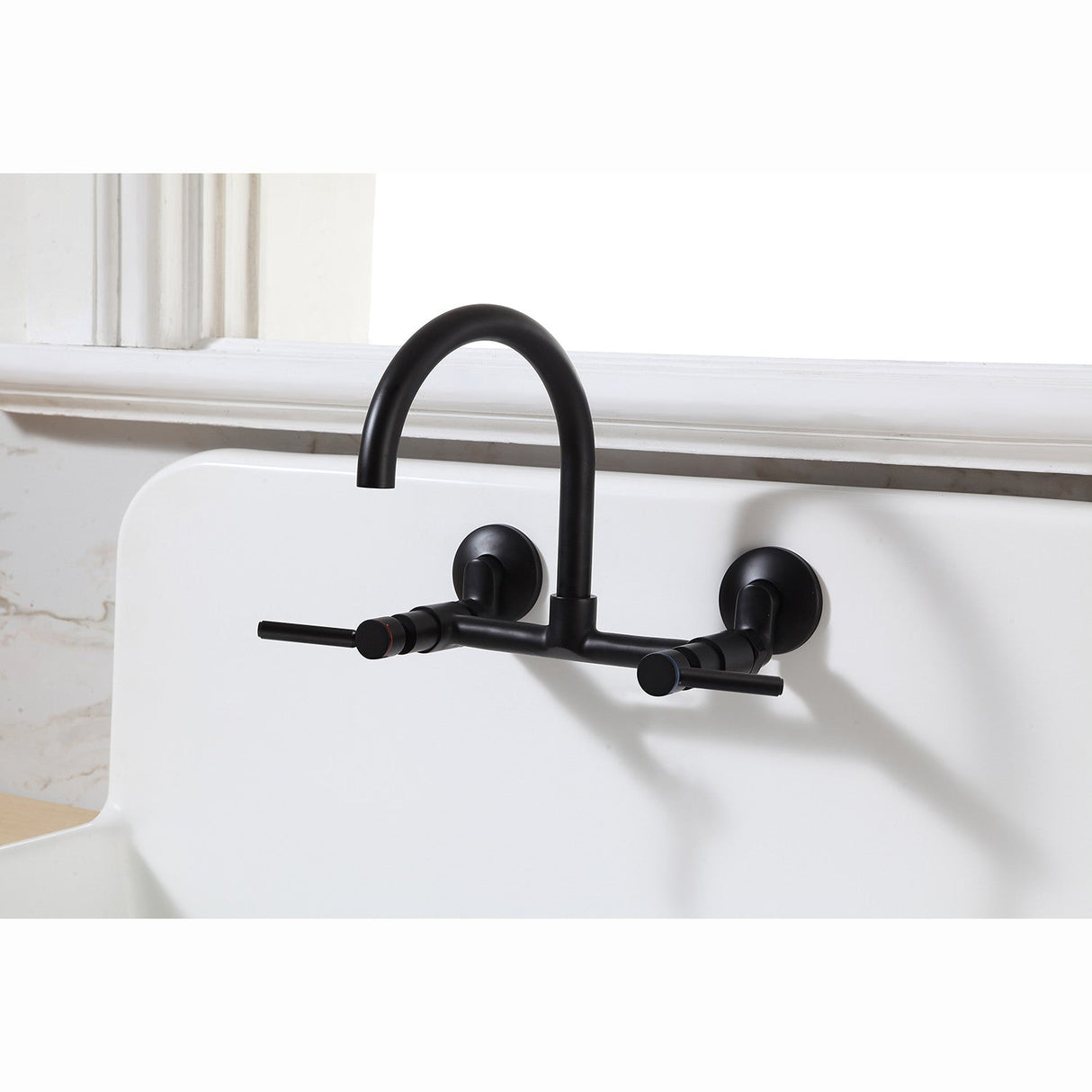 Concord KS814MB Two-Handle 2-Hole Wall Mount Kitchen Faucet, Matte Black