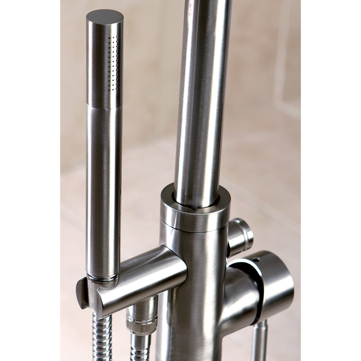 Concord KS8158DL Single-Handle 1-Hole Freestanding Tub Faucet with Hand Shower, Brushed Nickel