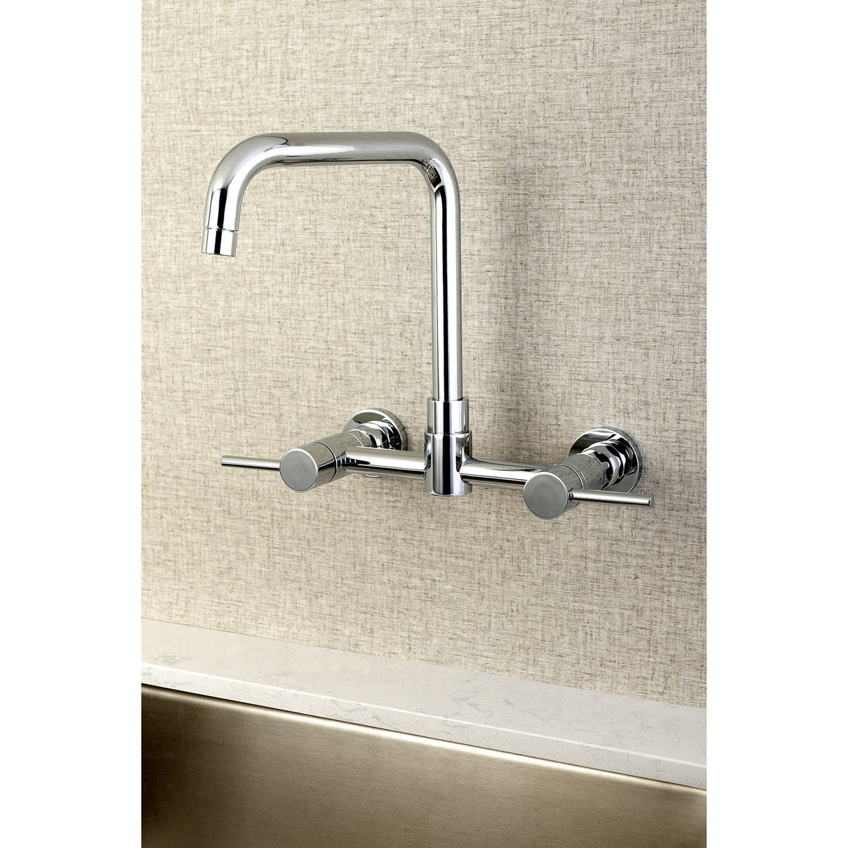Concord KS8161DL Two-Handle 2-Hole Wall Mount Kitchen Faucet, Polished Chrome
