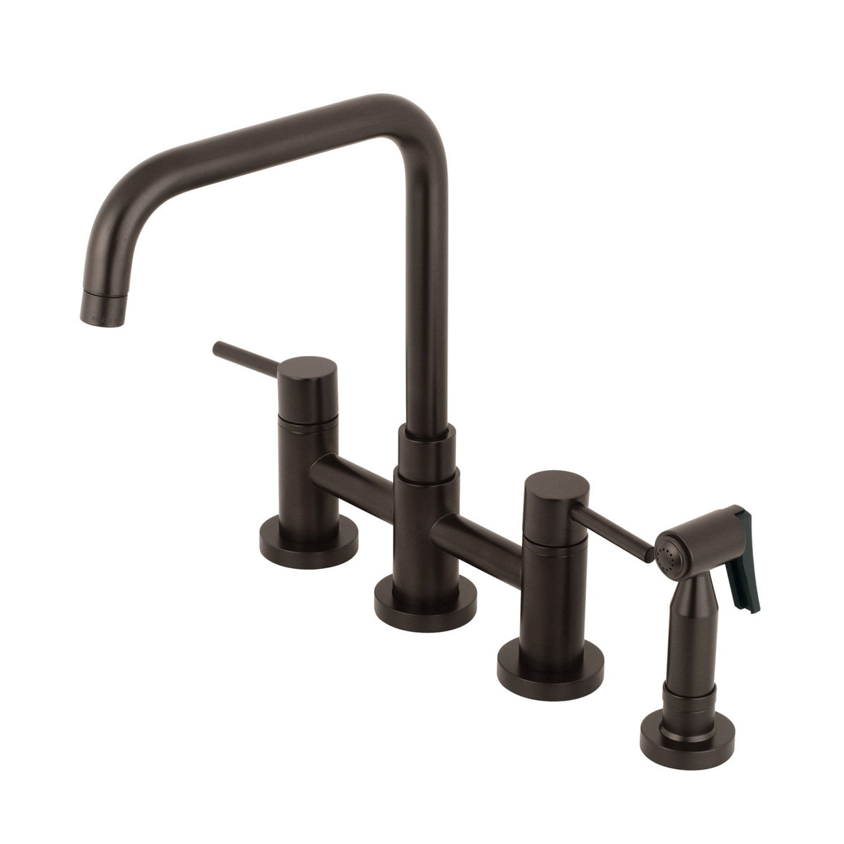 Concord KS8285DLBS Two-Handle 4-Hole Deck Mount Bridge Kitchen Faucet with Brass Sprayer, Oil Rubbed Bronze