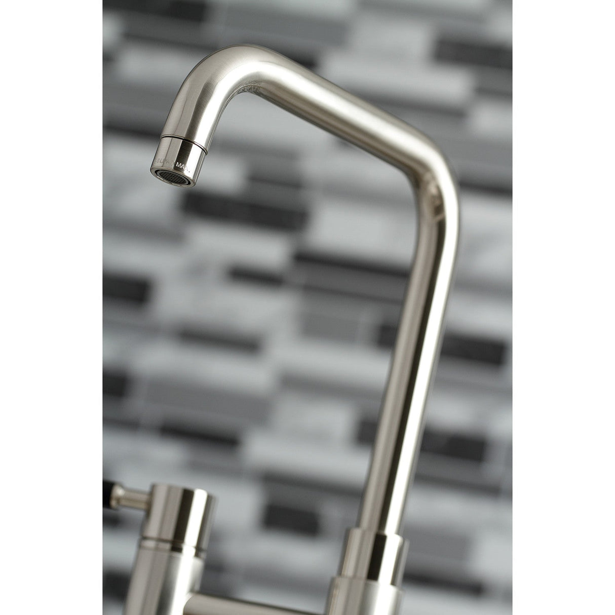 Kaiser KS8288DKLBS Two-Handle 4-Hole Deck Mount Bridge Kitchen Faucet with Brass Sprayer, Brushed Nickel