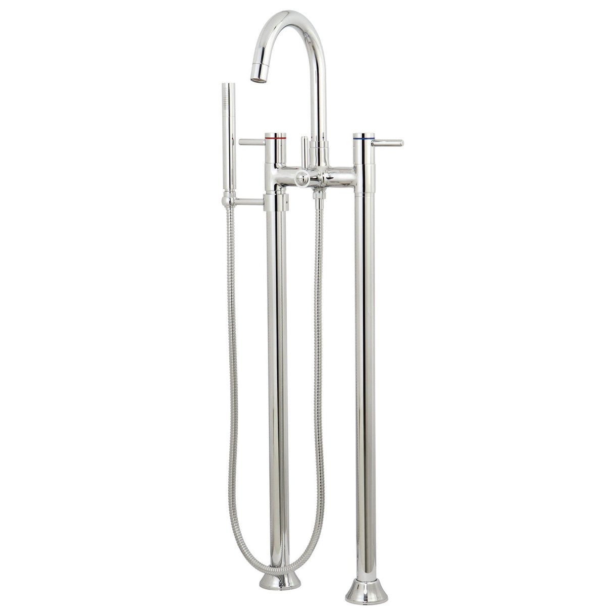 Concord KS8351DL Three-Handle 2-Hole Freestanding Tub Faucet with Hand Shower, Polished Chrome