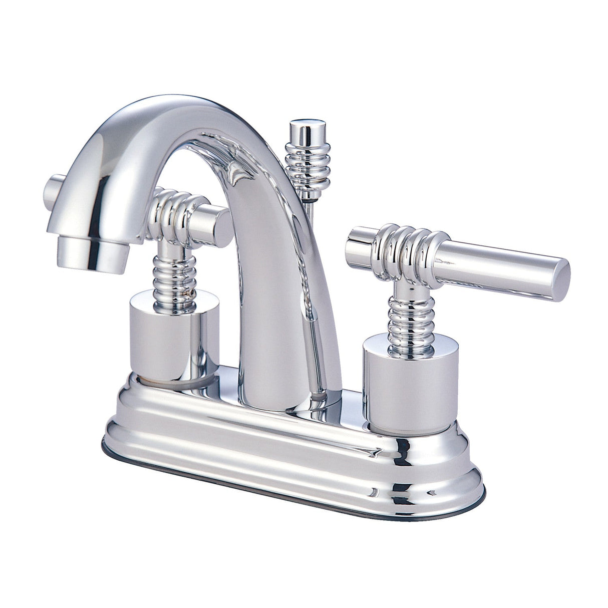 Milano KS8611ML Two-Handle 3-Hole Deck Mount 4" Centerset Bathroom Faucet with Brass Pop-Up, Polished Chrome