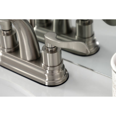 KS8618DFL Two-Handle 3-Hole Deck Mount 4" Centerset Bathroom Faucet with Brass Pop-Up, Brushed Nickel