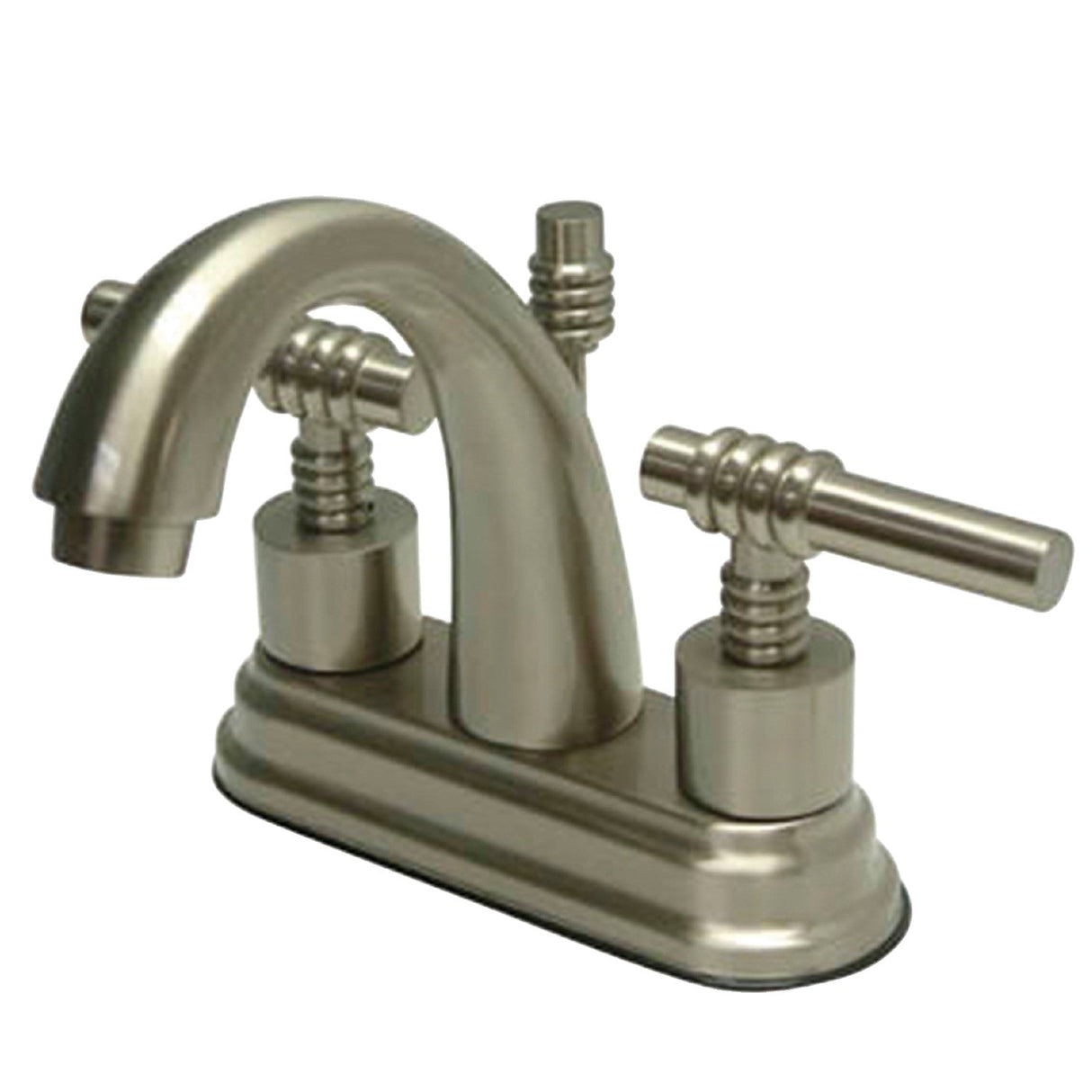 Milano KS8618ML Two-Handle 3-Hole Deck Mount 4" Centerset Bathroom Faucet with Brass Pop-Up, Brushed Nickel