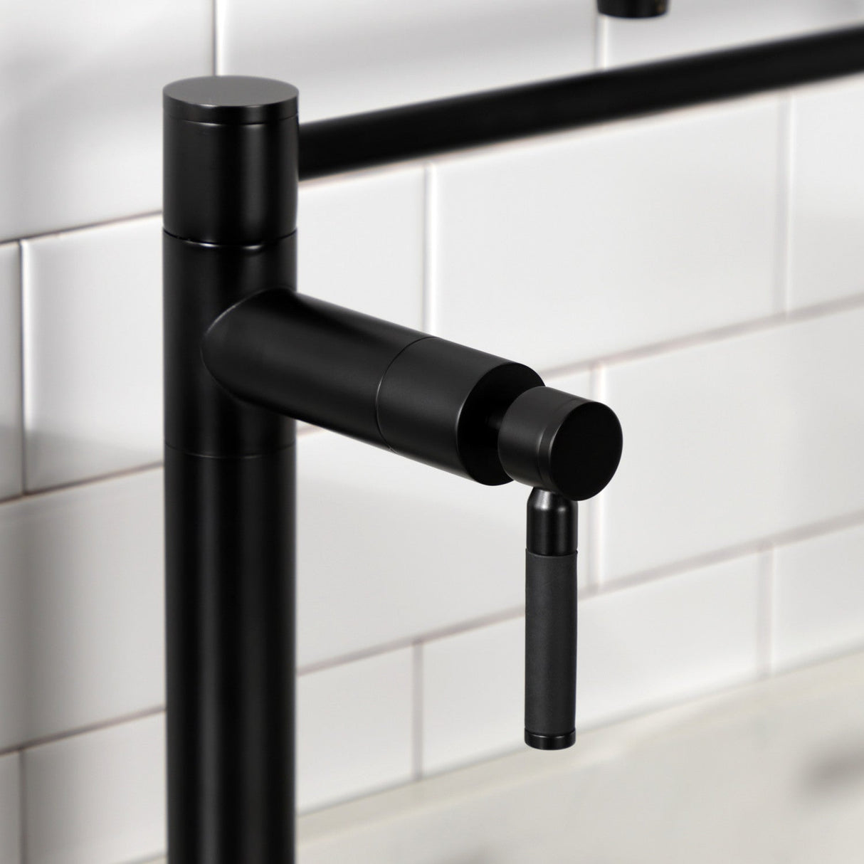 Kaiser KS8700DKL Two-Handle 1-Hole Deck Mount Pot Filler, Matte Black