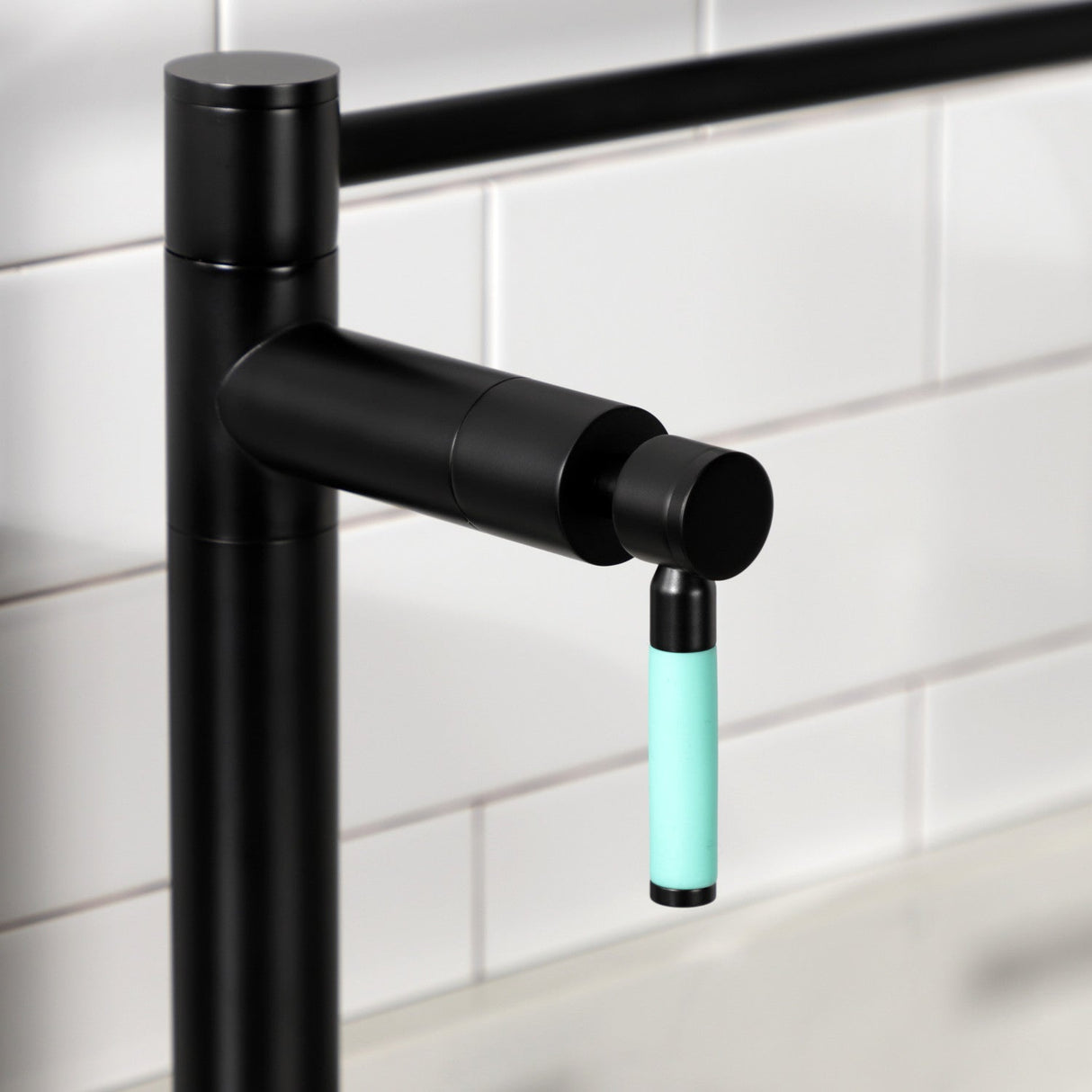 Kaiser KS8700DKL Two-Handle 1-Hole Deck Mount Pot Filler, Matte Black