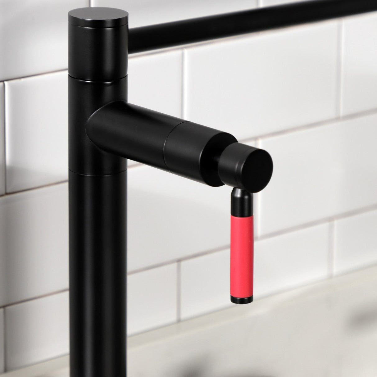 Kaiser KS8700DKL Two-Handle 1-Hole Deck Mount Pot Filler, Matte Black