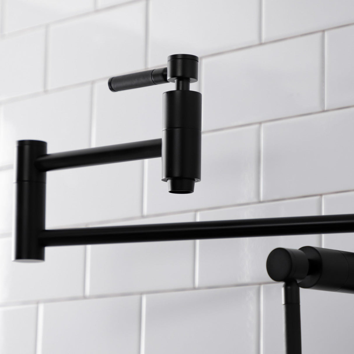 Kaiser KS8700DKL Two-Handle 1-Hole Deck Mount Pot Filler, Matte Black