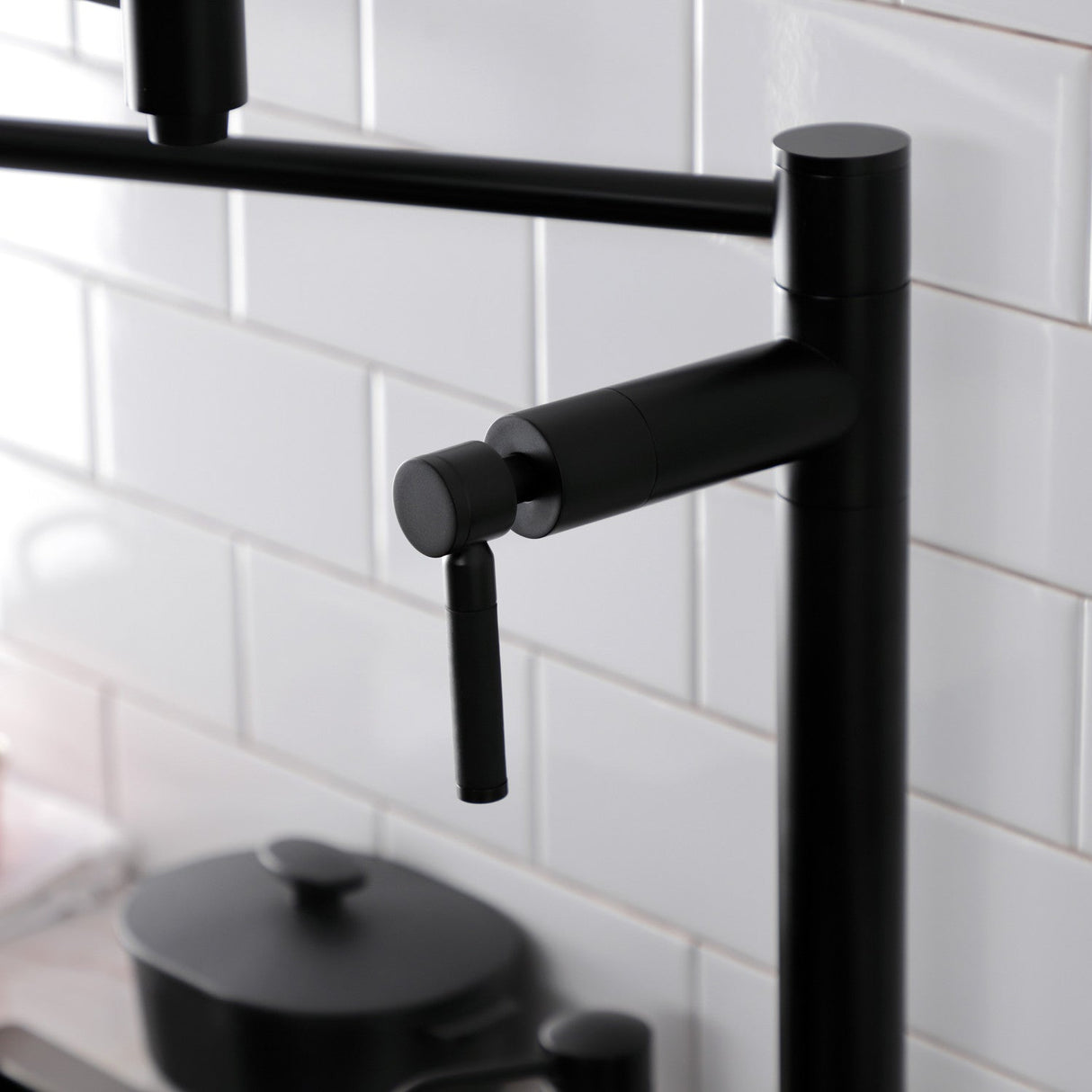 Kaiser KS8700DKL Two-Handle 1-Hole Deck Mount Pot Filler, Matte Black