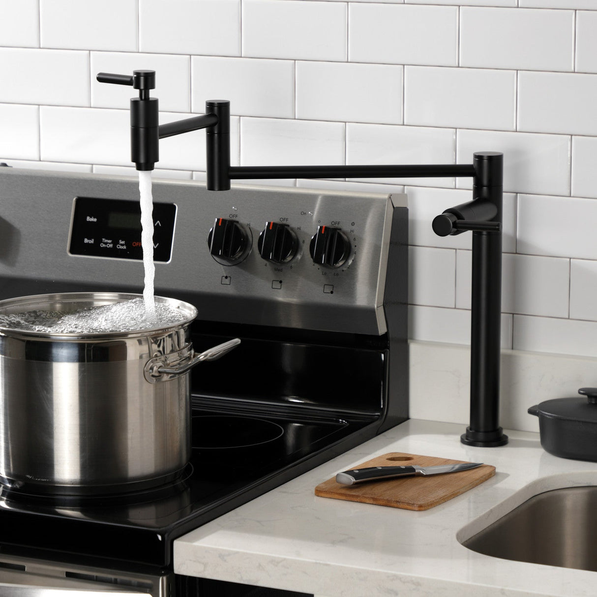 Concord KS8700DL Two-Handle 1-Hole Deck Mount Pot Filler, Matte Black