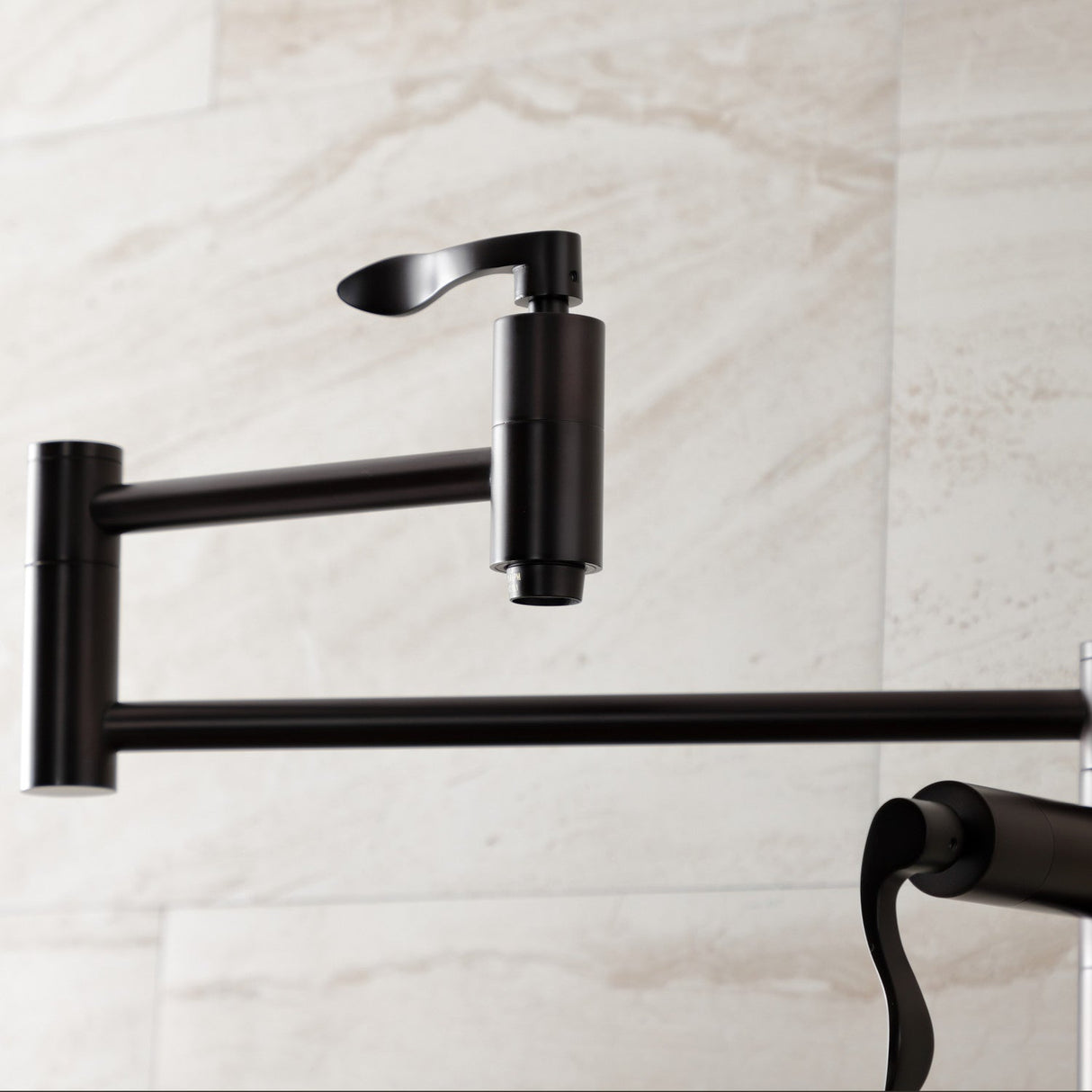 NuWave KS8705DFL Two-Handle 1-Hole Deck Mount Pot Filler, Oil Rubbed Bronze