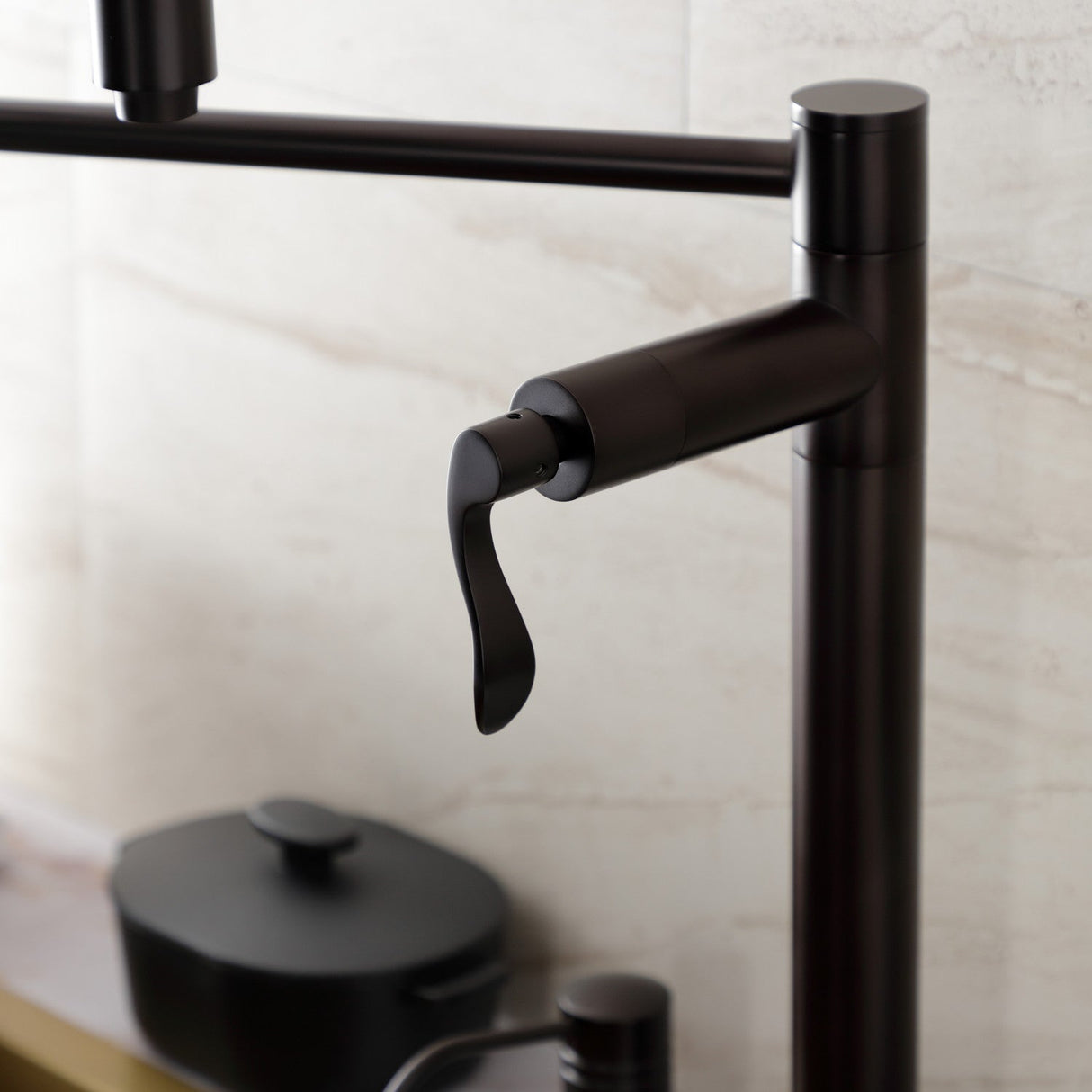 NuWave KS8705DFL Two-Handle 1-Hole Deck Mount Pot Filler, Oil Rubbed Bronze