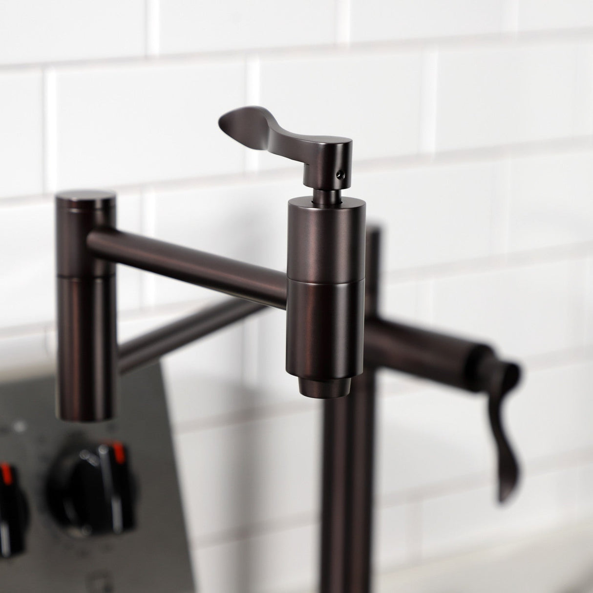 NuWave KS8705DFL Two-Handle 1-Hole Deck Mount Pot Filler, Oil Rubbed Bronze