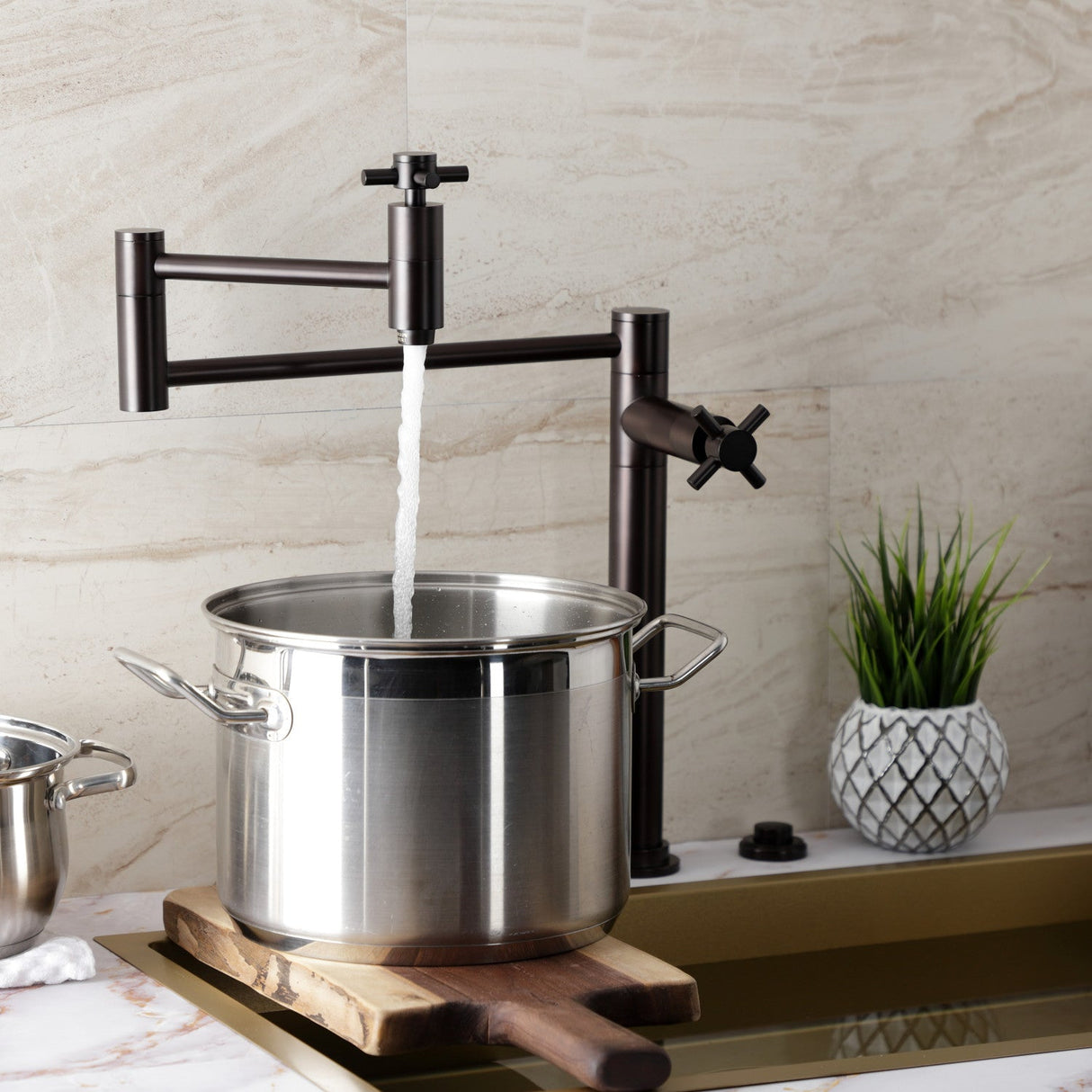 Concord KS8705DX Two-Handle 1-Hole Deck Mount Pot Filler, Oil Rubbed Bronze