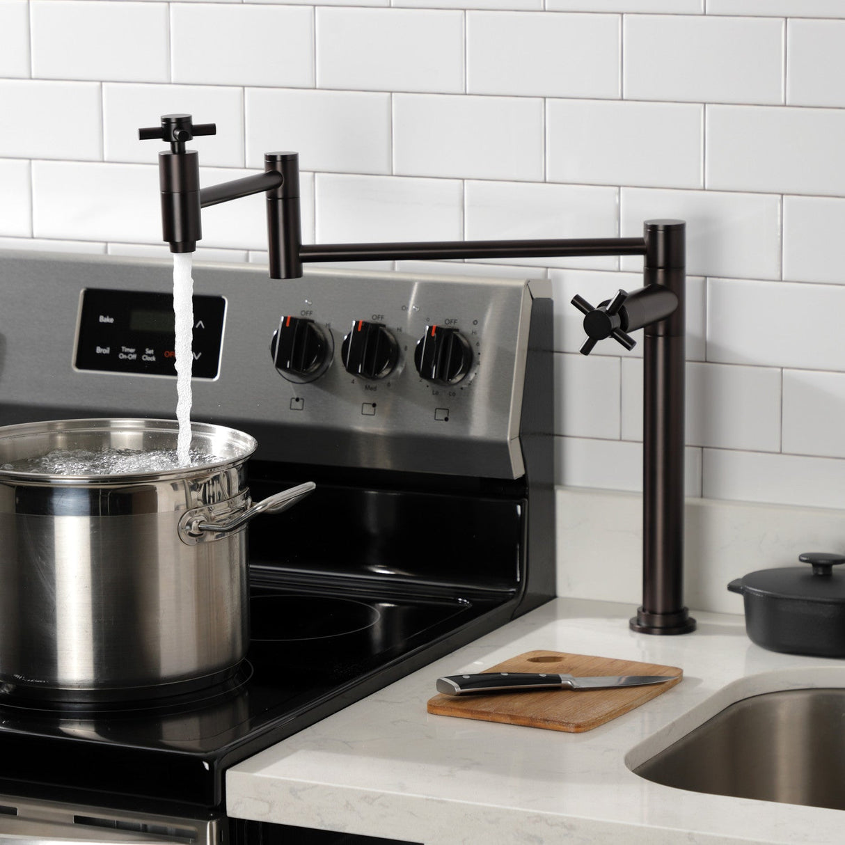 Concord KS8705DX Two-Handle 1-Hole Deck Mount Pot Filler, Oil Rubbed Bronze