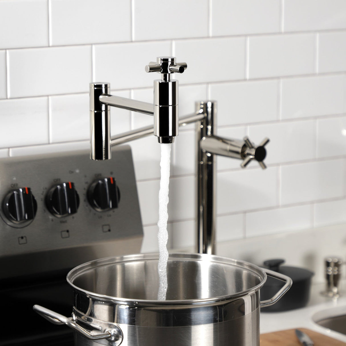 Concord KS8706DX Two-Handle 1-Hole Deck Mount Pot Filler, Polished Nickel