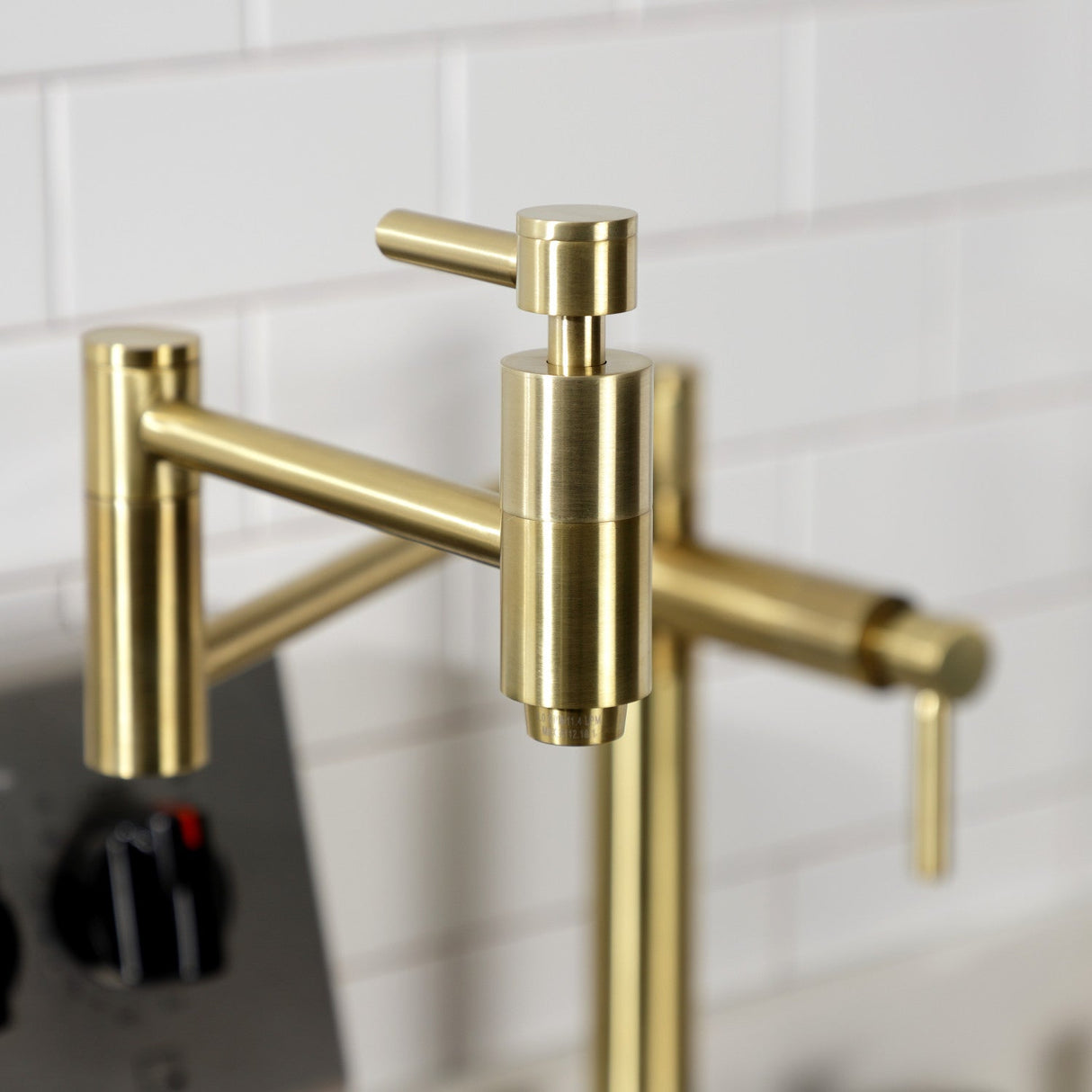 Concord KS8707DL Two-Handle 1-Hole Deck Mount Pot Filler, Brushed Brass