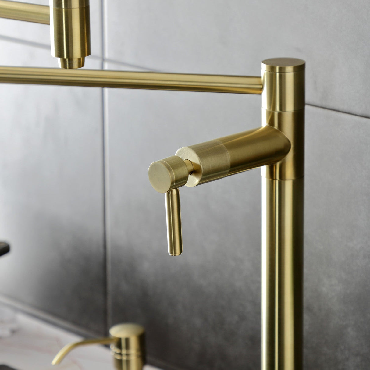 Concord KS8707DL Two-Handle 1-Hole Deck Mount Pot Filler, Brushed Brass