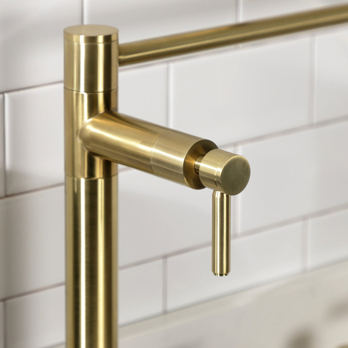 Concord KS8707DL Two-Handle 1-Hole Deck Mount Pot Filler, Brushed Brass