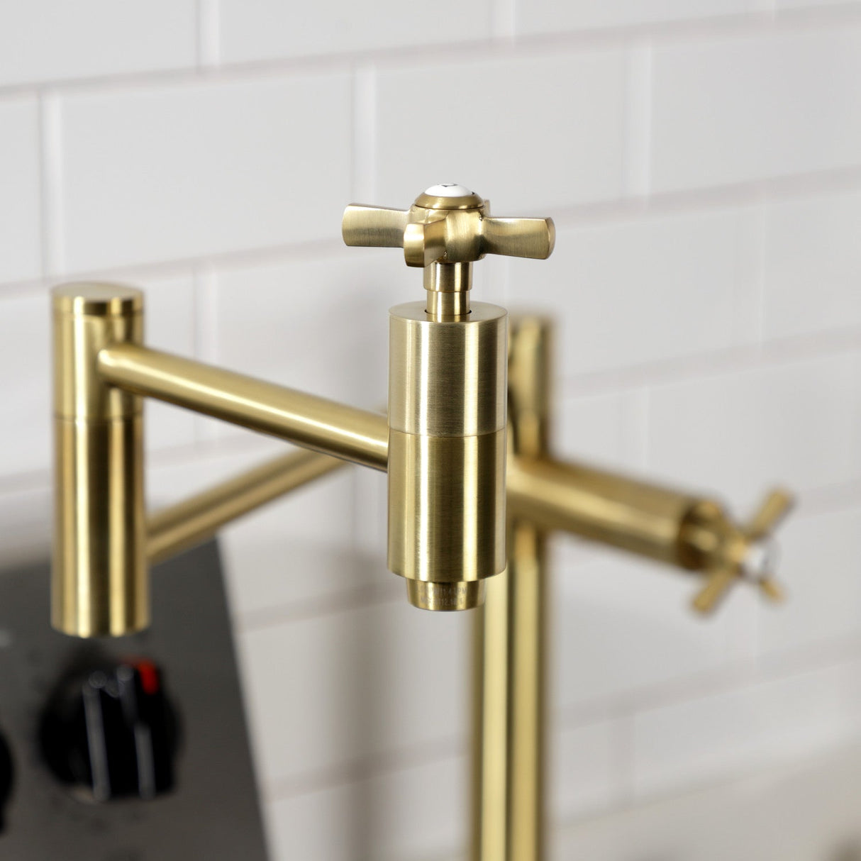 Millennium KS8707ZX Two-Handle 1-Hole Deck Mount Pot Filler, Brushed Brass