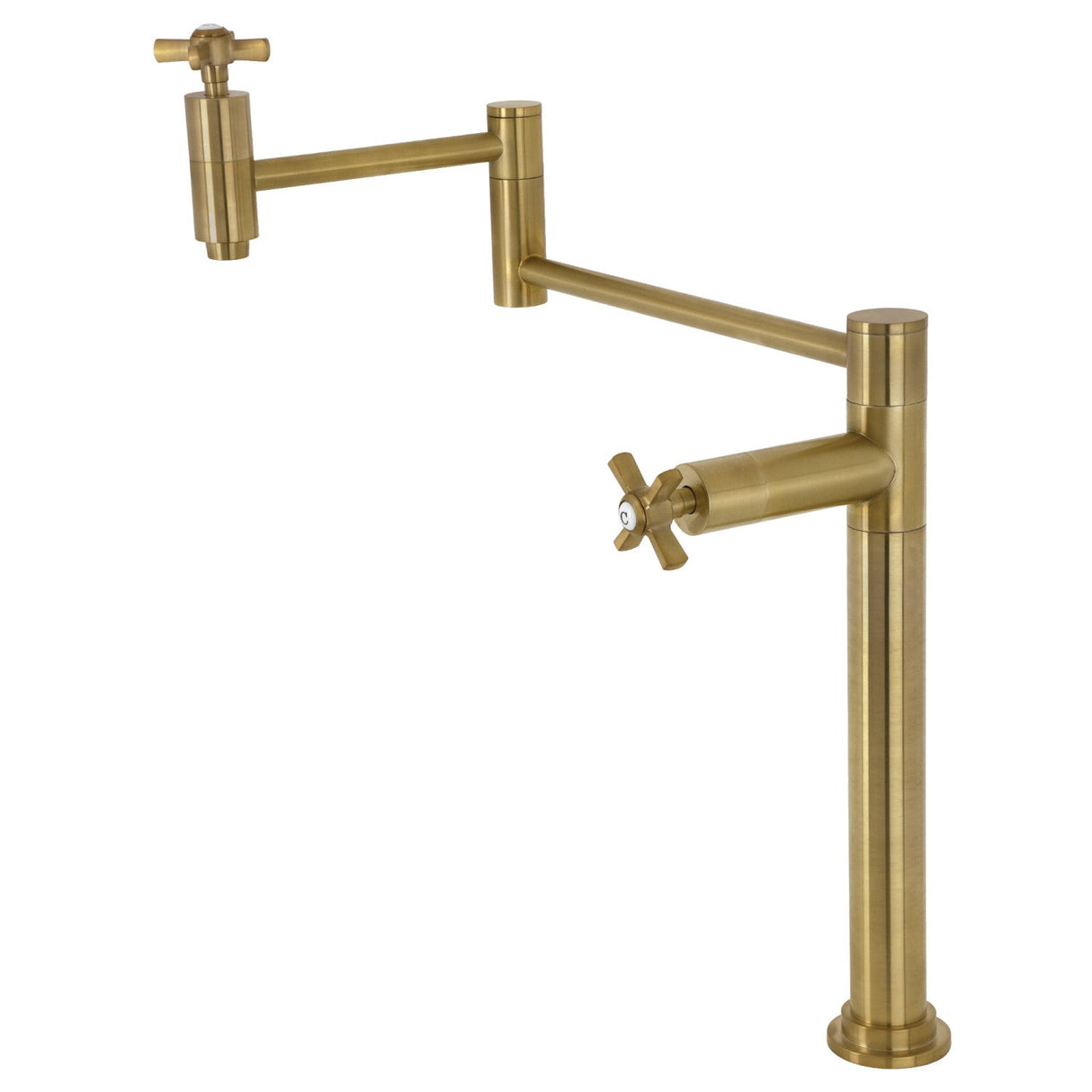 Millennium KS8707ZX Two-Handle 1-Hole Deck Mount Pot Filler, Brushed Brass