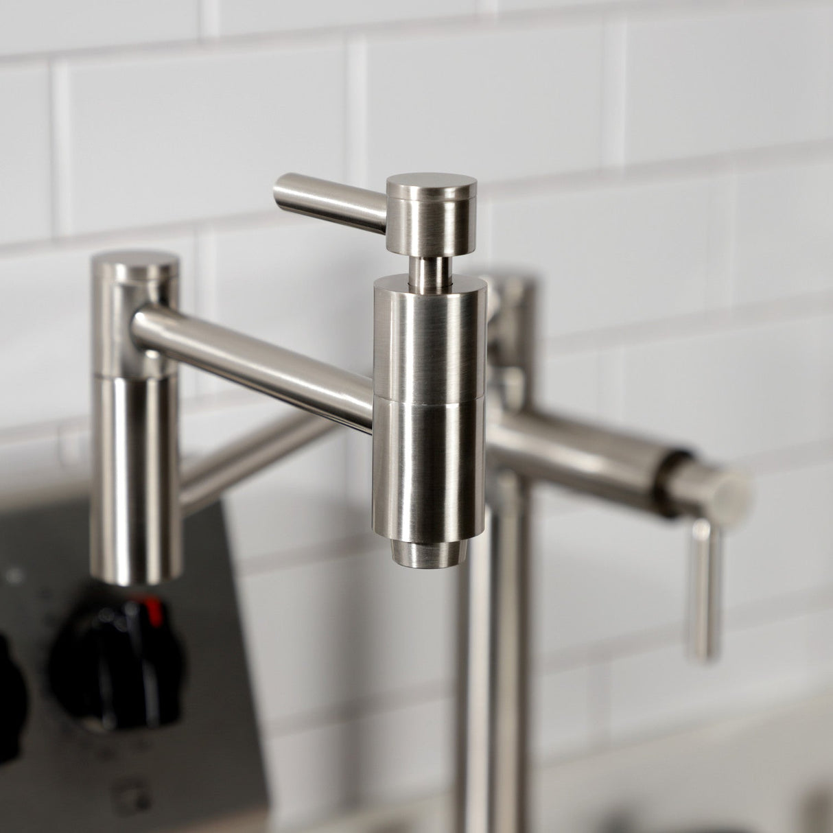 Concord KS8708DL Two-Handle 1-Hole Deck Mount Pot Filler, Brushed Nickel