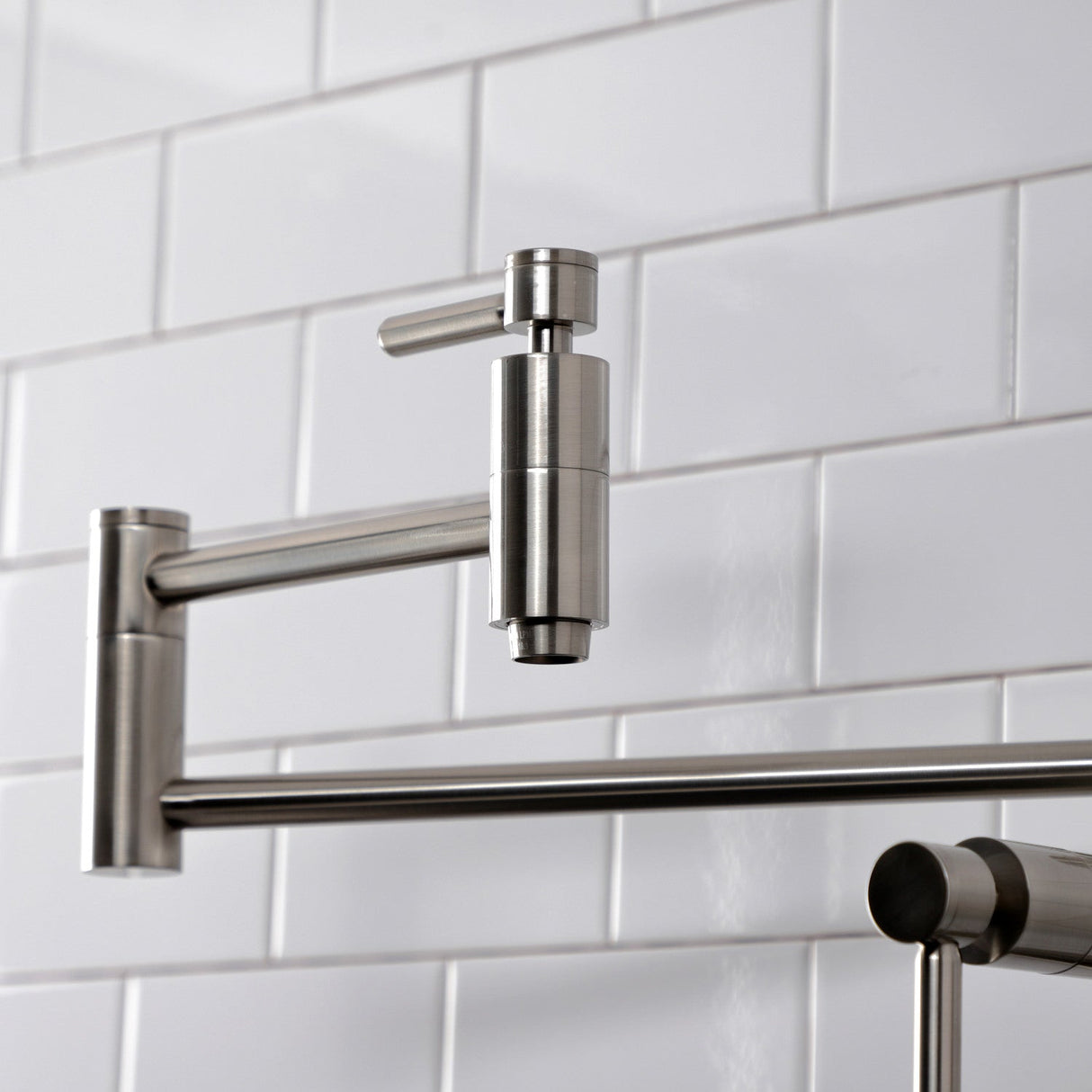 Concord KS8708DL Two-Handle 1-Hole Deck Mount Pot Filler, Brushed Nickel