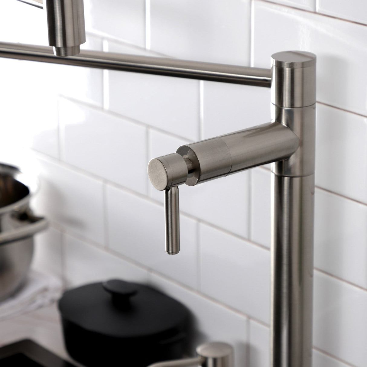 Concord KS8708DL Two-Handle 1-Hole Deck Mount Pot Filler, Brushed Nickel