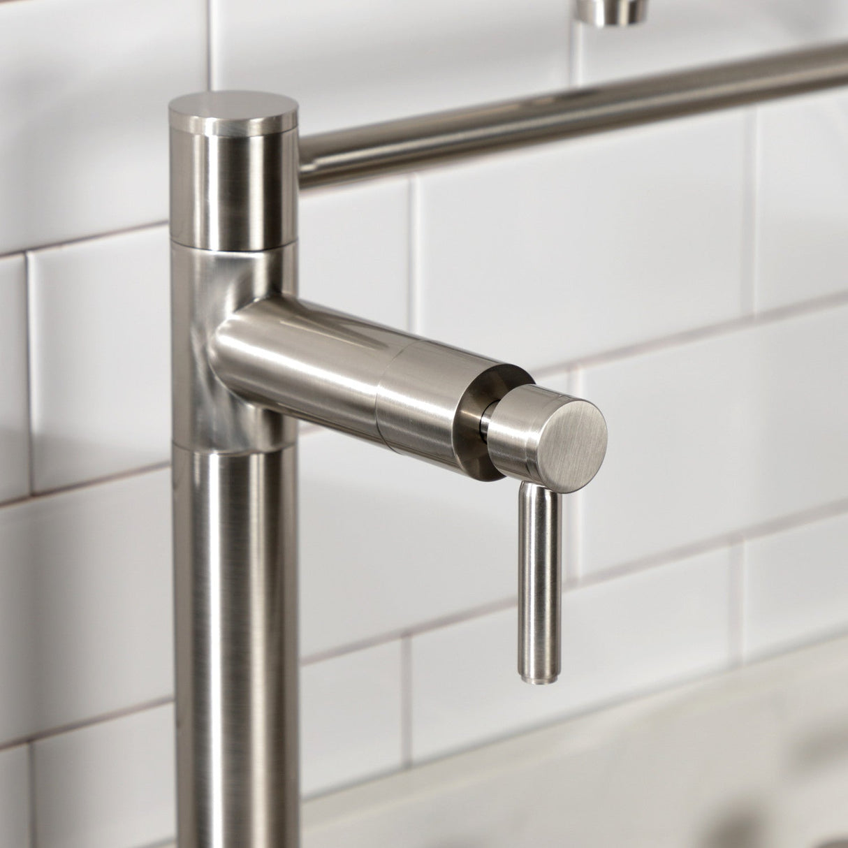 Concord KS8708DL Two-Handle 1-Hole Deck Mount Pot Filler, Brushed Nickel