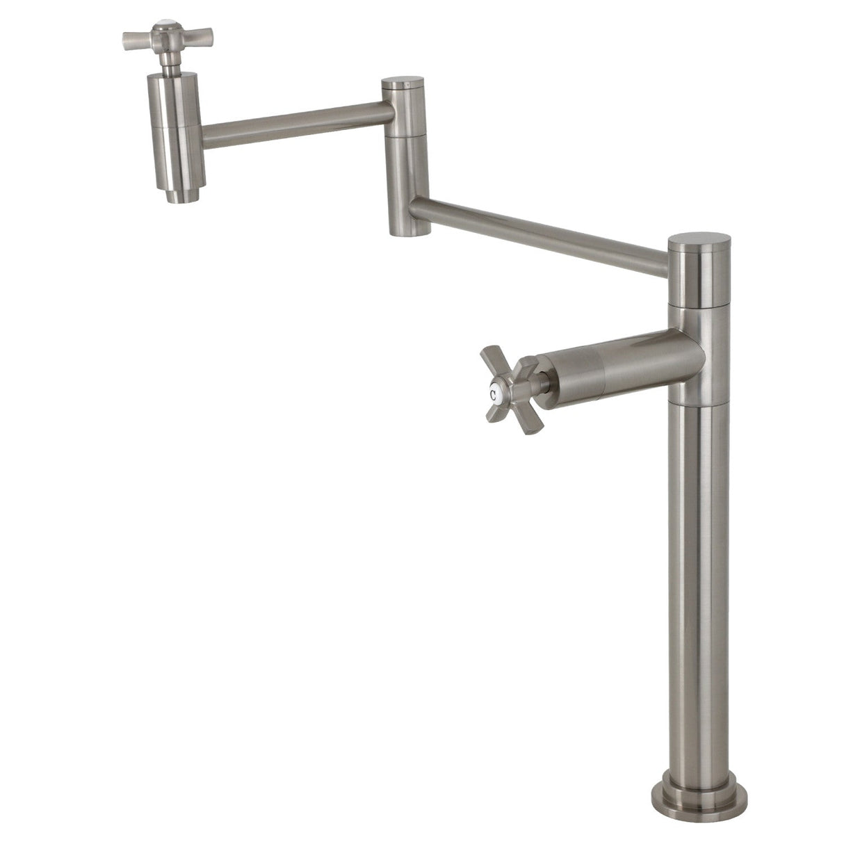 Millennium KS8708ZX Two-Handle 1-Hole Deck Mount Pot Filler, Brushed Nickel