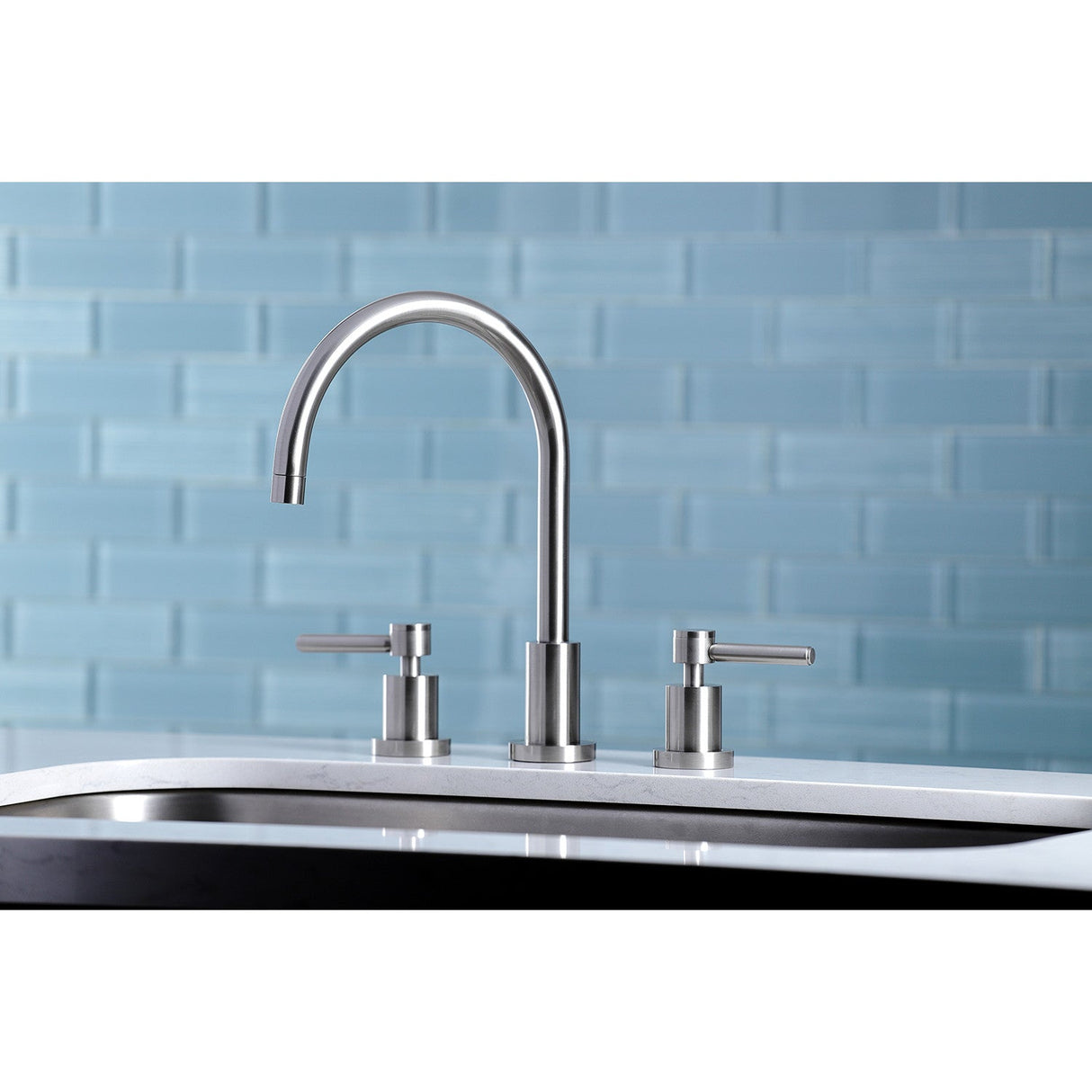 Concord KS8728DLLS Two-Handle 3-Hole Deck Mount Widespread Kitchen Faucet, Brushed Nickel