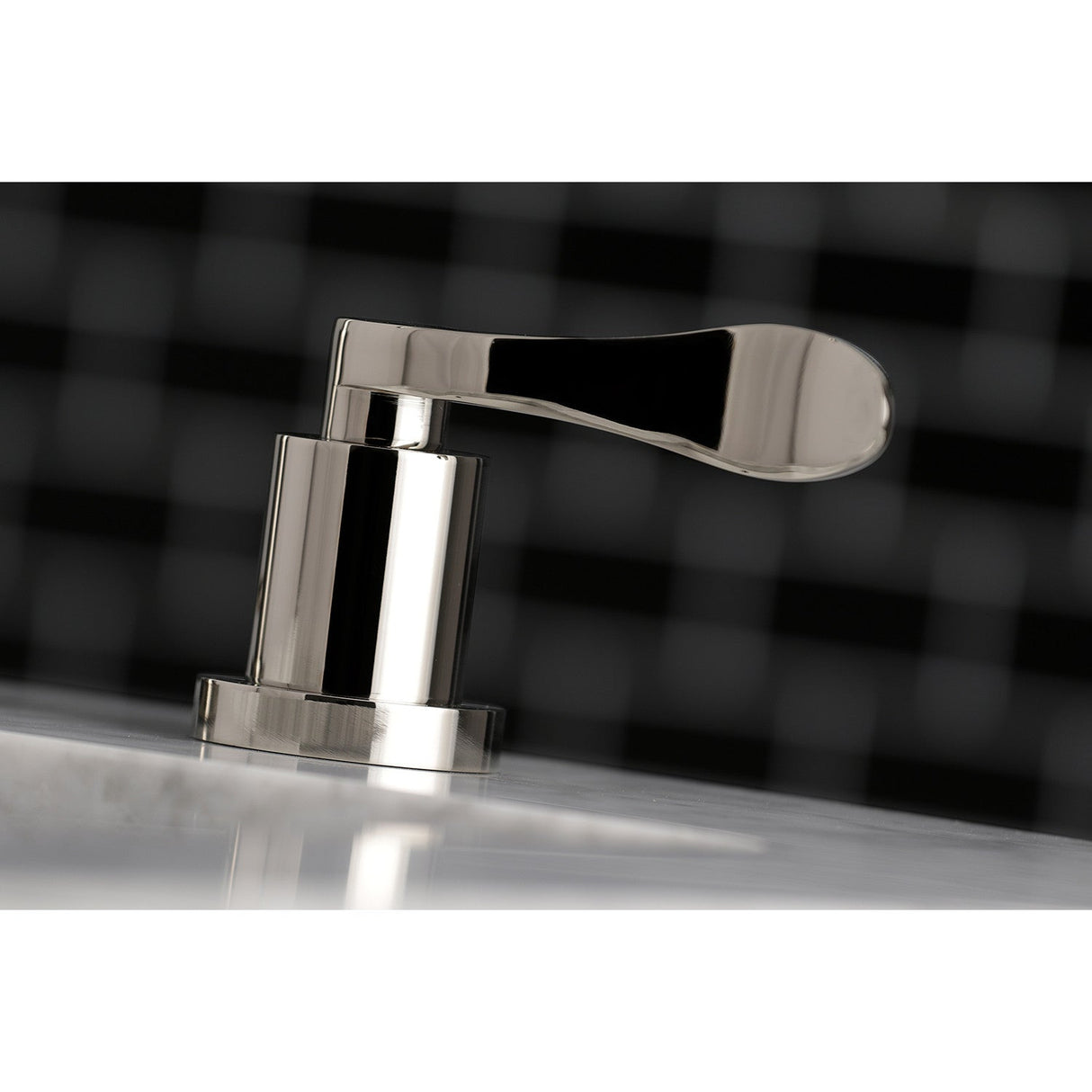 NuWave KS8926DFL Two-Handle 3-Hole Deck Mount Widespread Bathroom Faucet with Brass Pop-Up, Polished Nickel