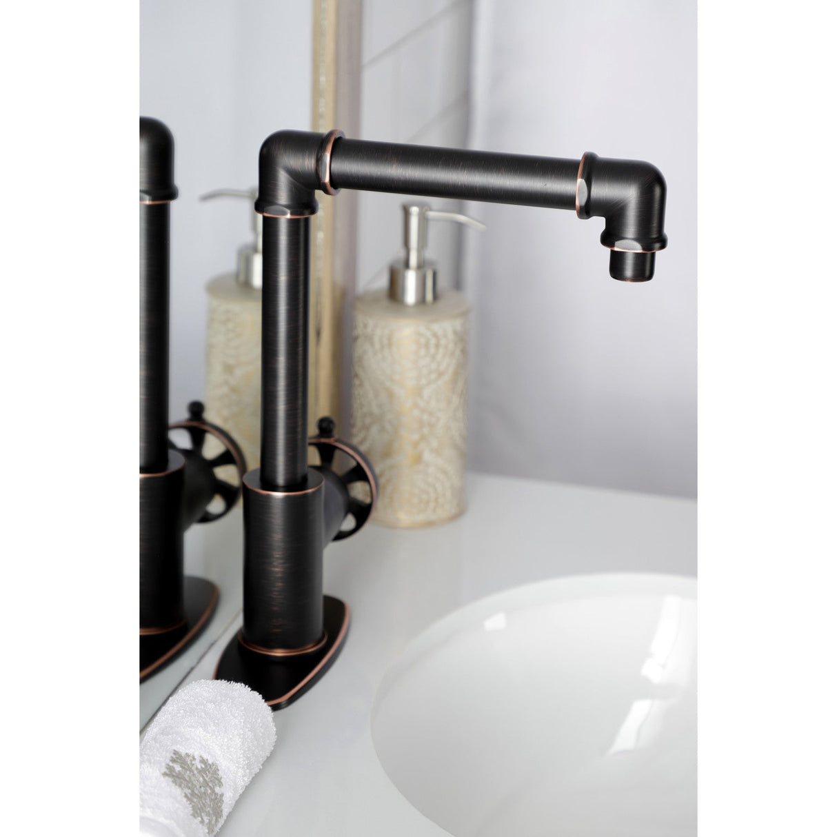 Belknap KSD144RXNB Single-Handle 1-Hole Deck Mount Bathroom Faucet with Push Pop-Up, Naples Bronze