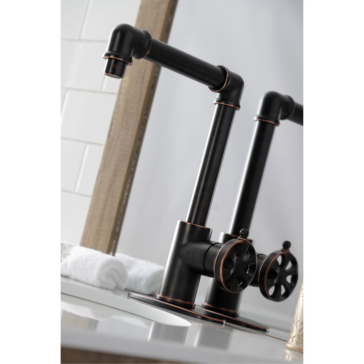 Belknap KSD144RXNB Single-Handle 1-Hole Deck Mount Bathroom Faucet with Push Pop-Up, Naples Bronze
