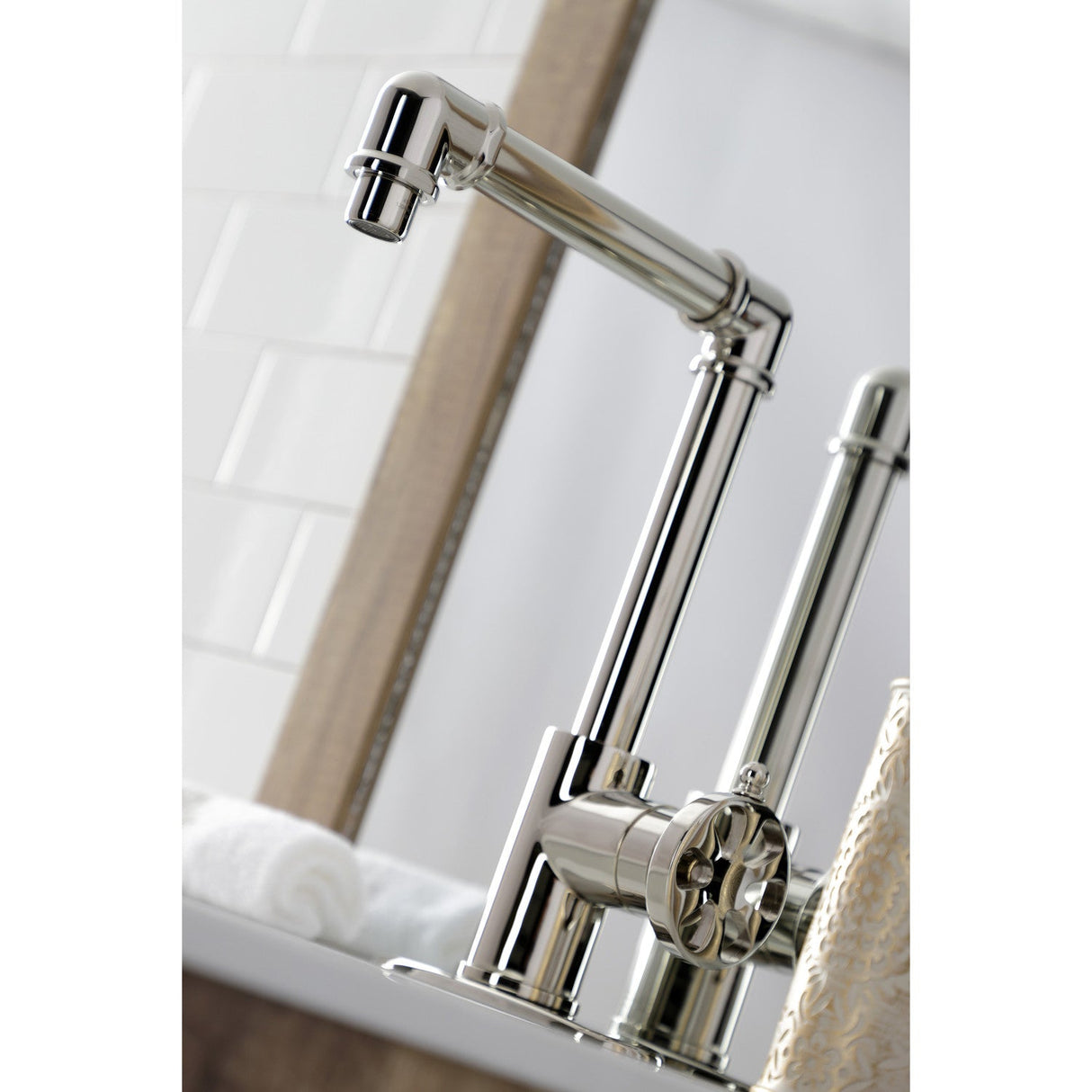 Belknap KSD144RXPN Single-Handle 1-Hole Deck Mount Bathroom Faucet with Push Pop-Up, Polished Nickel