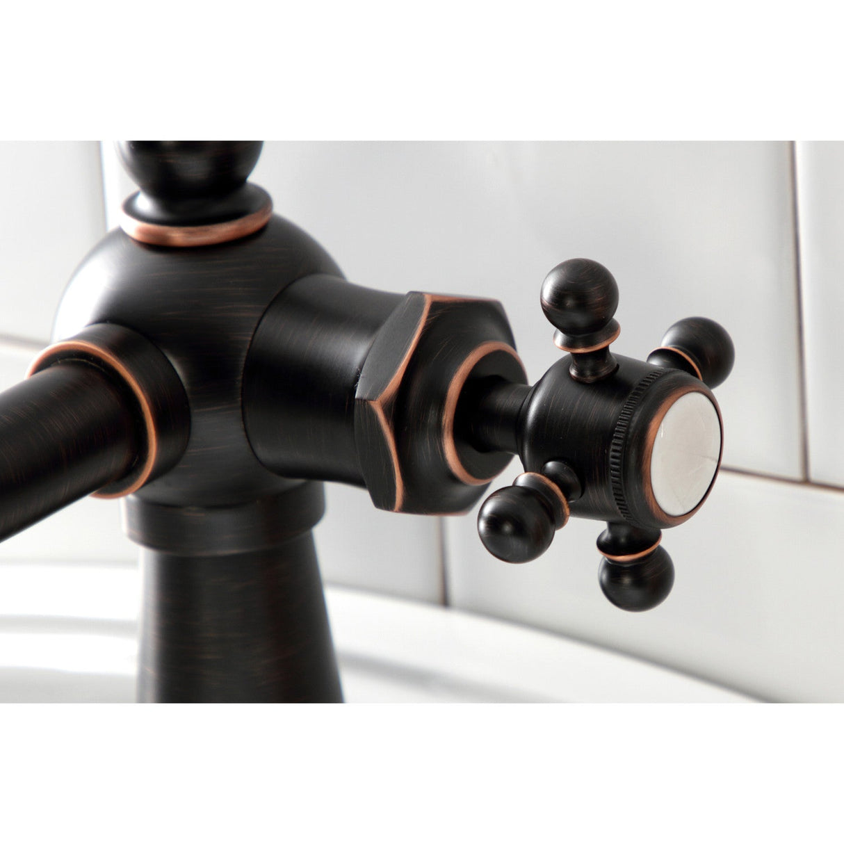 Nautical KSD154BXNB Single-Handle 1-Hole Deck Mount Bathroom Faucet with Push Pop-Up and Deck Plate, Naples Bronze