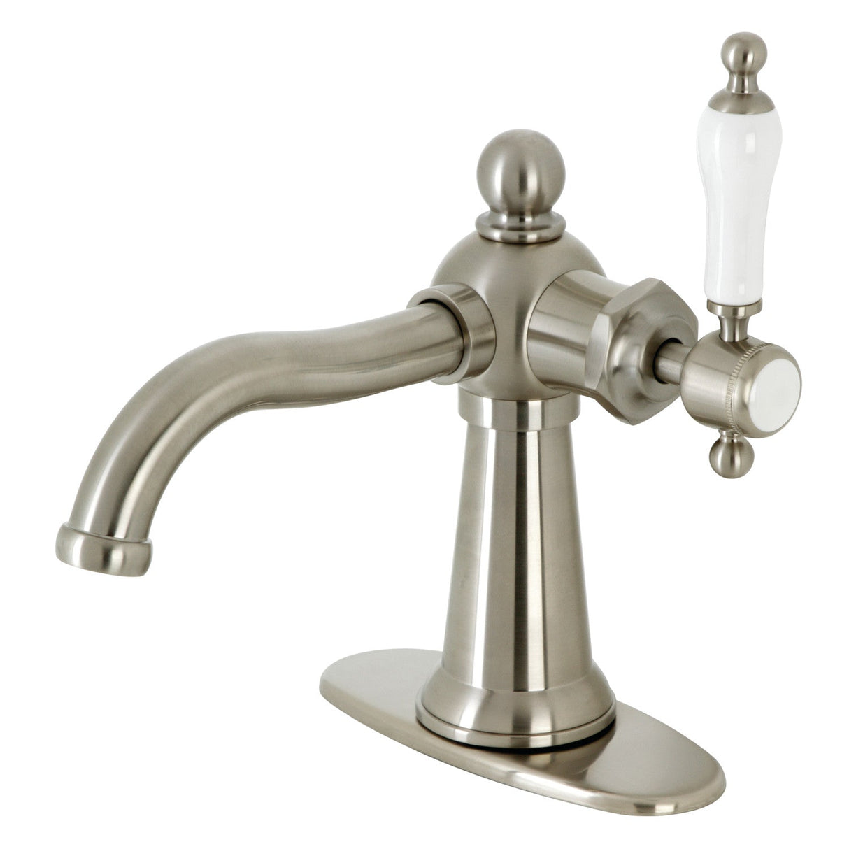 Nautical KSD154KLBN Single-Handle 1-Hole Deck Mount Bathroom Faucet with Push Pop-Up and Deck Plate, Brushed Nickel