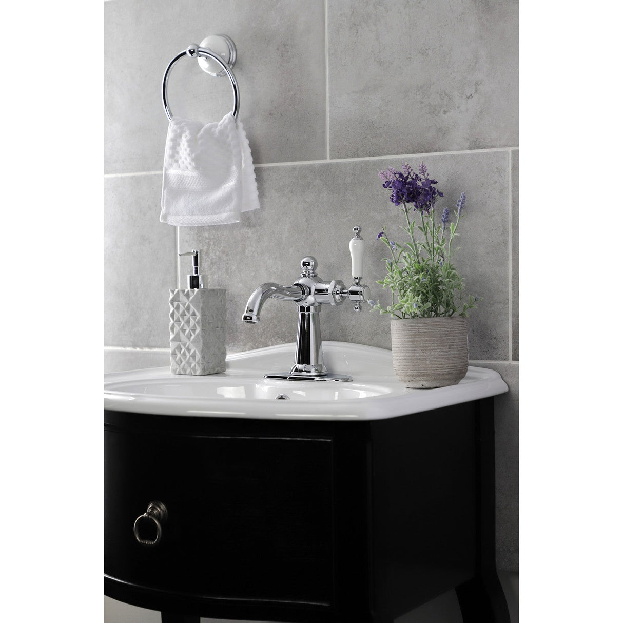 Nautical KSD154KLCP Single-Handle 1-Hole Deck Mount Bathroom Faucet with Push Pop-Up and Deck Plate, Polished Chrome