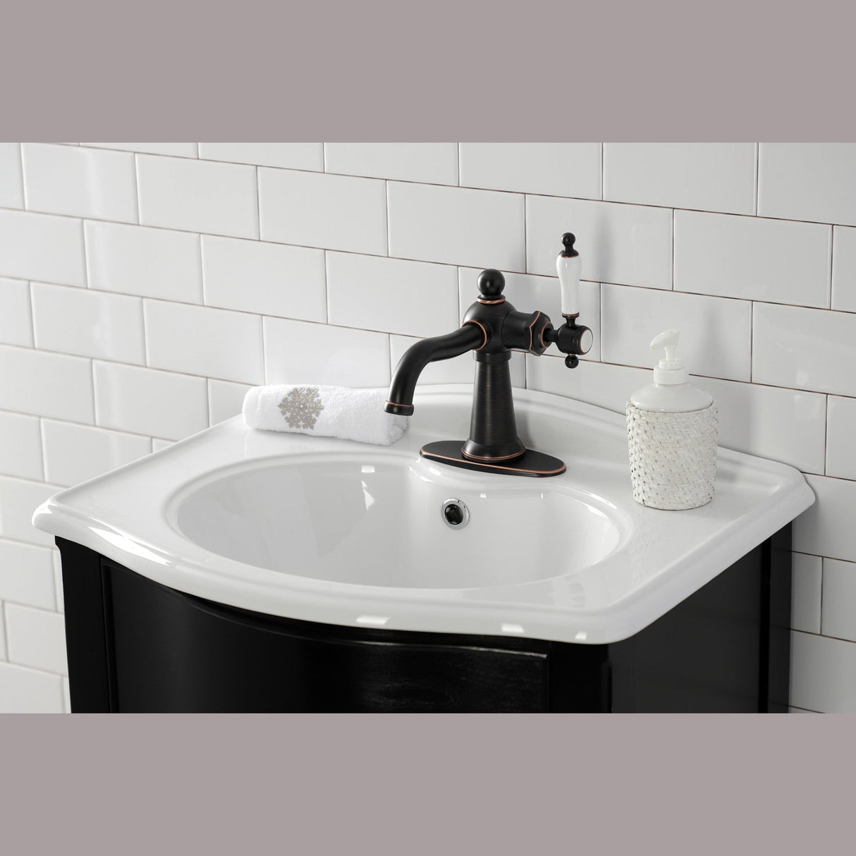Nautical KSD154KLNB Single-Handle 1-Hole Deck Mount Bathroom Faucet with Push Pop-Up and Deck Plate, Naples Bronze