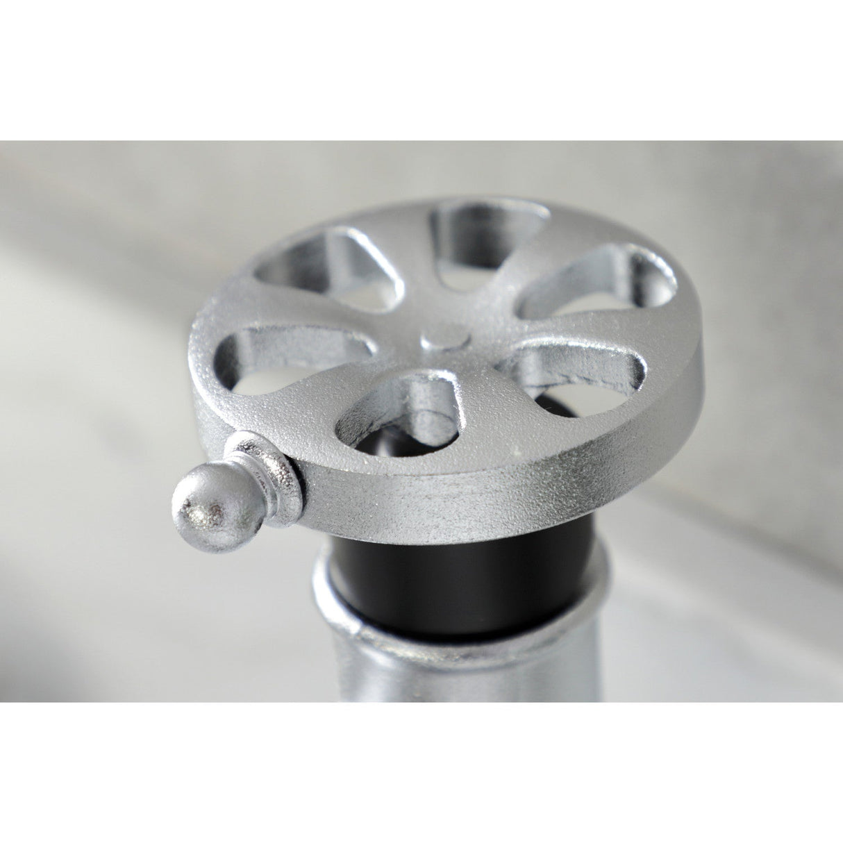 Belknap KSD2821RX Single-Handle 1-Hole Deck Mount Bathroom Faucet with Push Pop-Up and Deck Plate, Matte Black/Polished Chrome